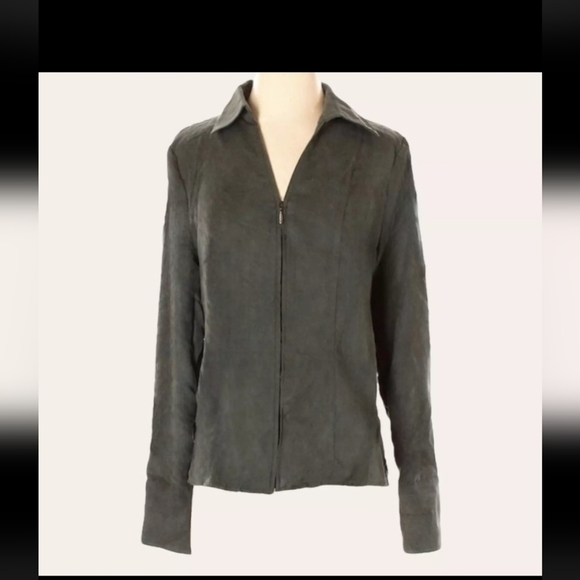 Croft & Barrow Olive Green Microsuede Light Jacket Sz L - Picture 11 of 12